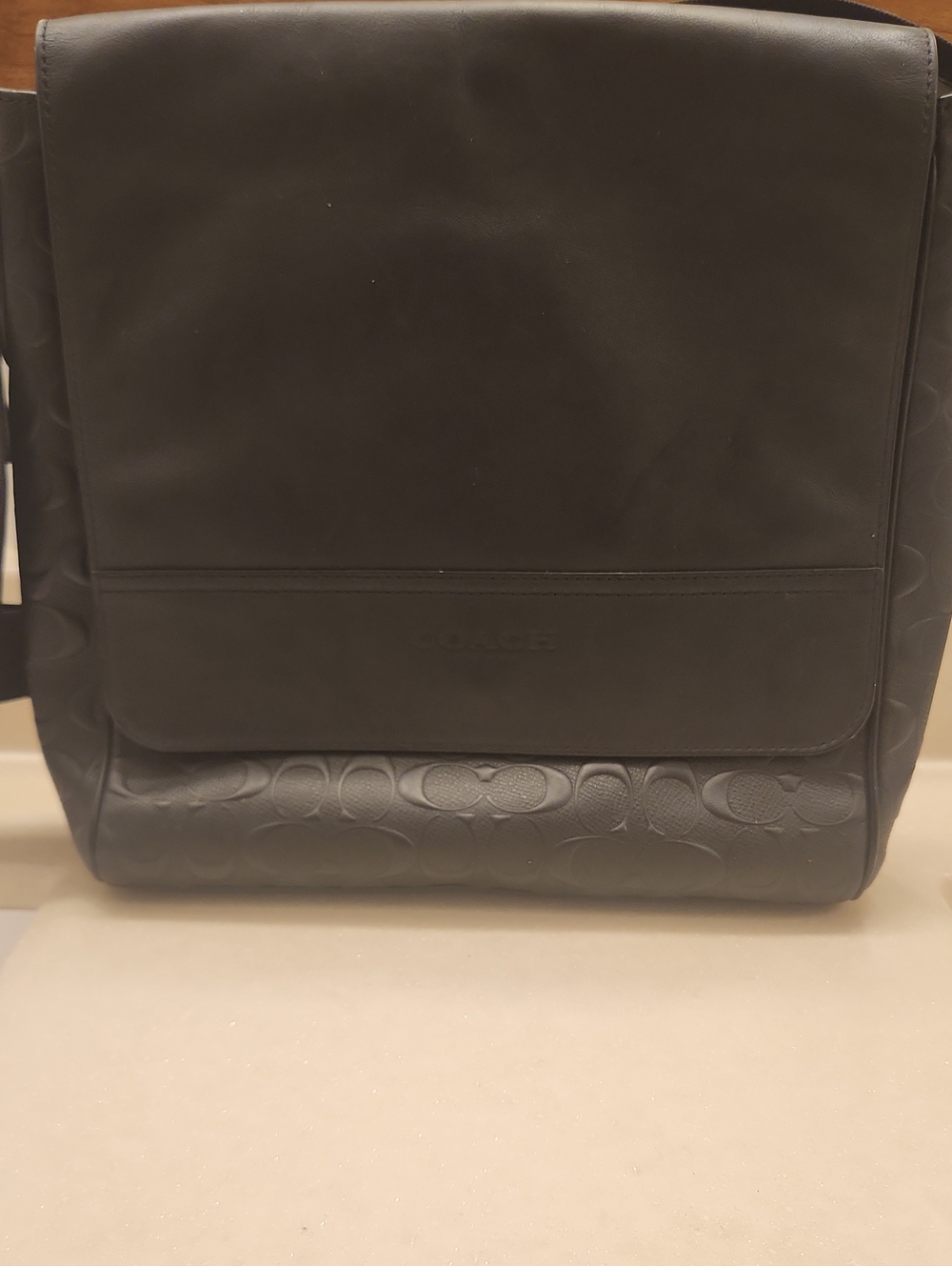 Coach Leather Embossed Signature Men's/Women's Crossbody Messenger Bag W/COA